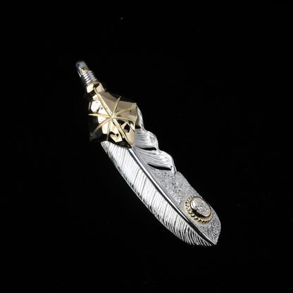 K18矢尻フェザーLL金縄"ラボグラウンダイヤモンド"(右向き)ダイヤモンド-ダスト加工