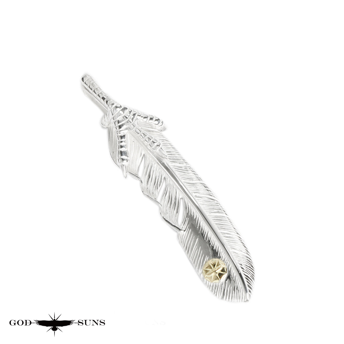 Silver claw feather with K18 metal LL (left facing) 68mm type