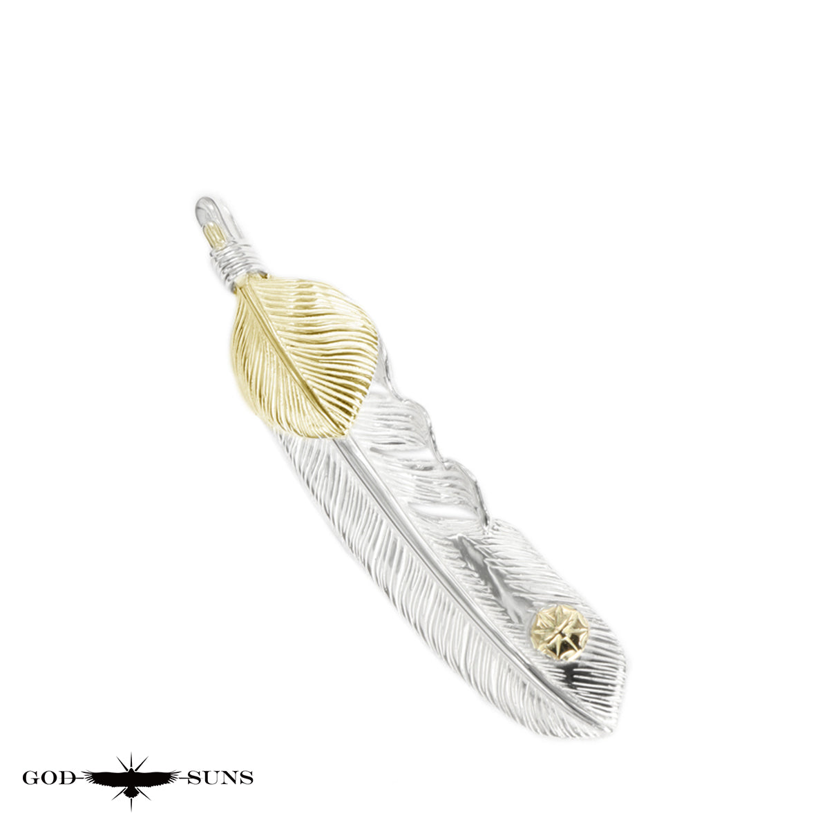 Gold heart feather with K18 metal LL (right facing) 68mm type