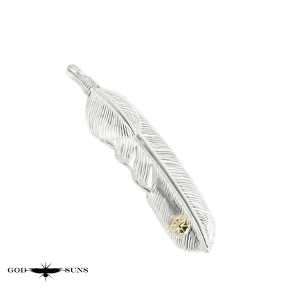 Silver heart feather with K18 metal LL (left facing) 68mm type