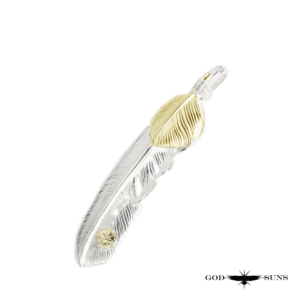 Gold heart feather with K18 metal LL (right facing) 68mm type