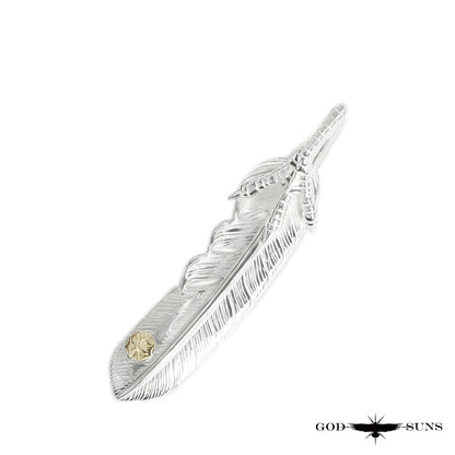 Silver claw feather with K18 metal LL (left facing) 68mm type