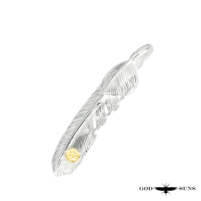 Silver heart feather with K18 rose metal LL (right facing) 68mm type