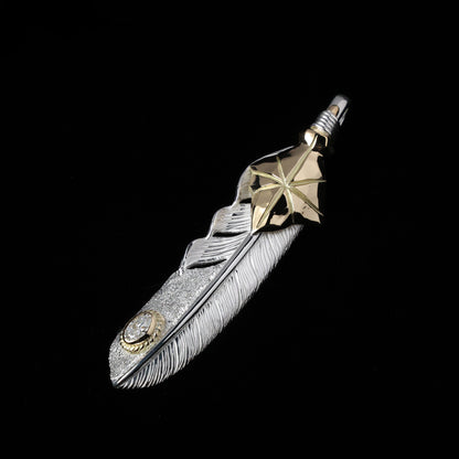 K18矢尻フェザーLL金縄"ラボグラウンダイヤモンド"(左向き)ダイヤモンド-ダスト加工