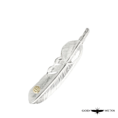 Silver heart feather with K18 metal LL (left facing) 68mm type