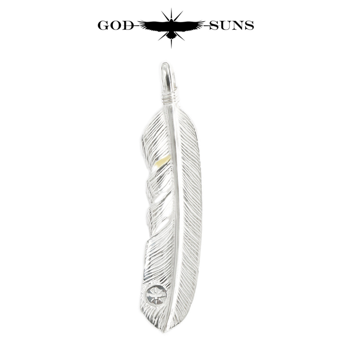 Gold heart feather with K18 metal LL (right facing) 68mm type