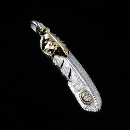 特大K18矢尻フェザー金縄"ラボグラウンダイヤモンド"(左向き)ダイヤモンド-ダスト加工