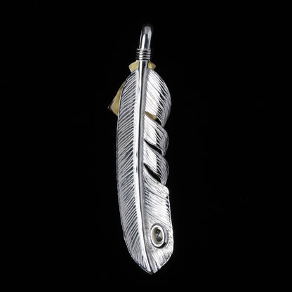 特大K18矢尻フェザー金縄"ラボグラウンダイヤモンド"(左向き)ダイヤモンド-ダスト加工