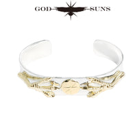 Flat gold claw bangle with K18 metal, 12mm plate