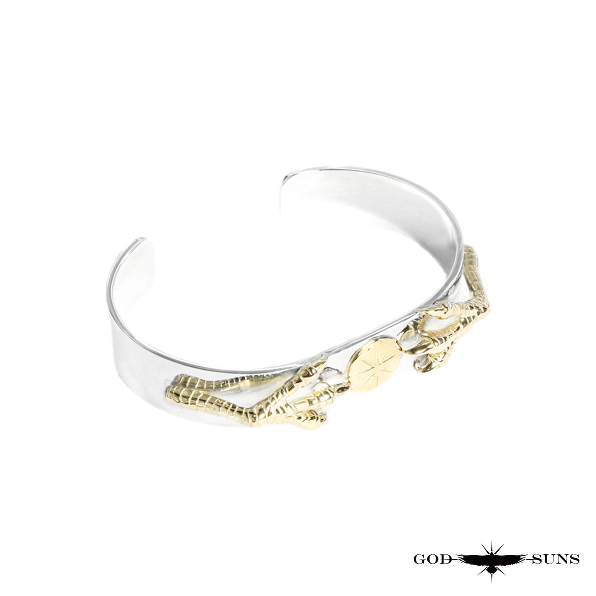 Flat gold claw bangle with K18 metal, 12mm plate