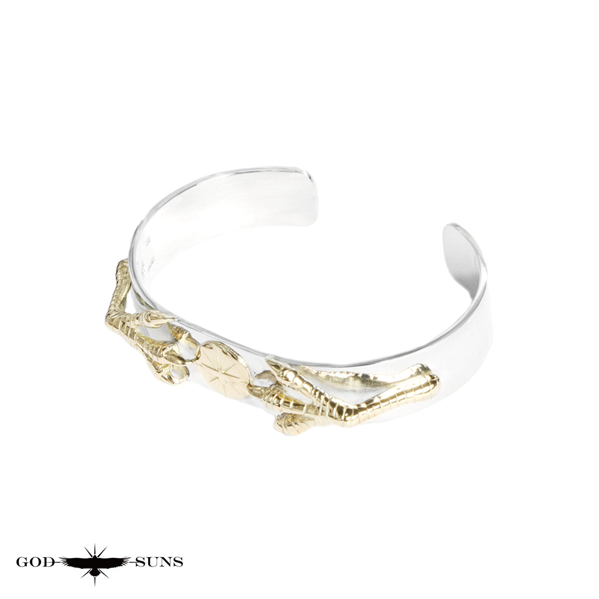 Flat gold claw bangle with K18 metal, 12mm plate