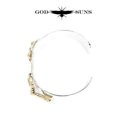 Flat gold claw bangle with K18 metal, 12mm plate