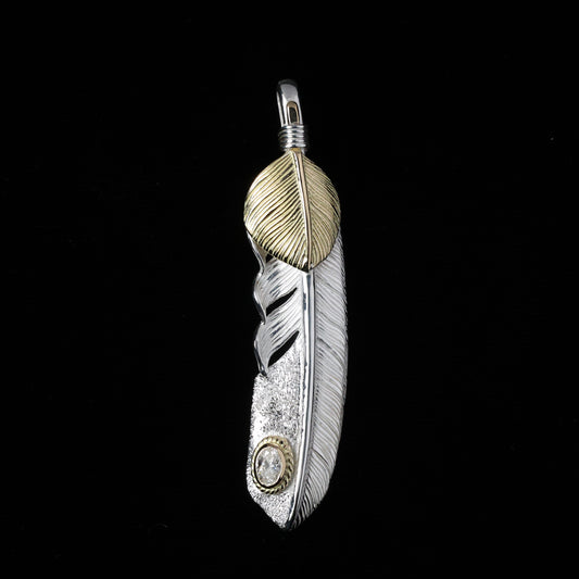 金ハートフェザーLL金縄"ラボグラウンダイヤモンド"(左向き)ダイヤモンド-ダスト加工