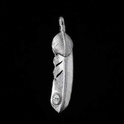 プラチナハートフェザーLLプラチナ縄"ラボグラウンダイヤモンド"(左向き)ダイヤモンド-ダスト加工