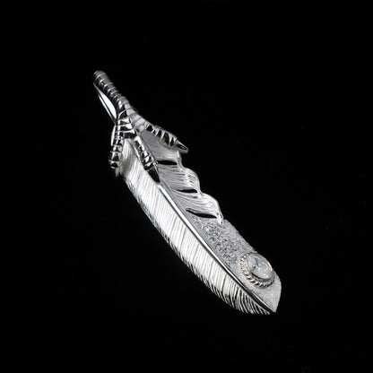 プラチナ爪フェザーLLプラチナ縄"ラボグラウンダイヤモンド"(右向き)ダイヤモンド-ダスト加工