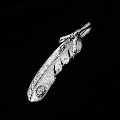 プラチナ爪フェザーLLプラチナ縄"ラボグラウンダイヤモンド"(右向き)ダイヤモンド-ダスト加工