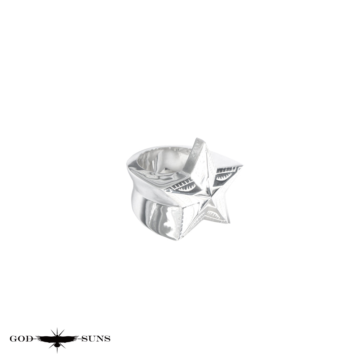 Eagle x Sunburst Ring (SV Plain) Large (Male Eagle)