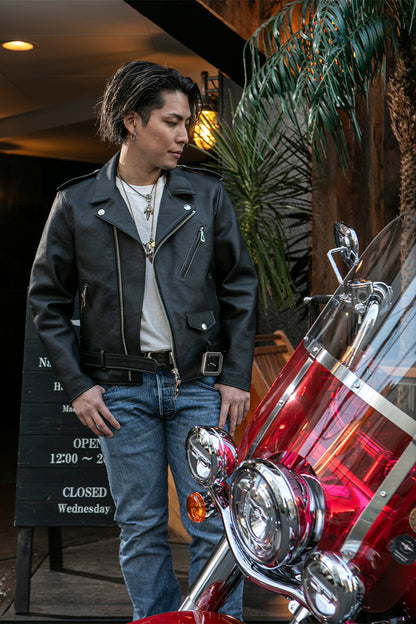 "NATIVE TOKYO STYLE" W RIDERS JKT NORMAL MODEL GOD SUNS×ATSU LEATHER WORKS(BLACK)