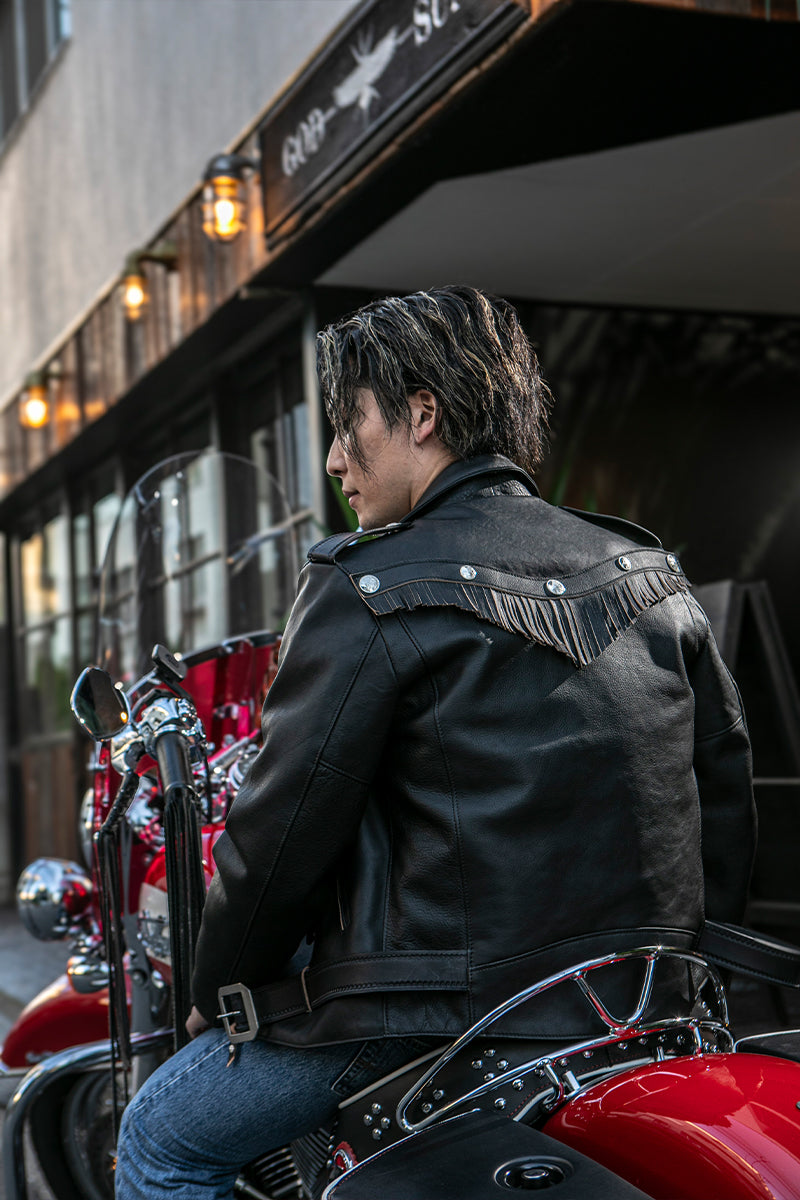 "NATIVE TOKYO STYLE" W RIDERS JKT NORMAL MODEL GOD SUNS×ATSU LEATHER WORKS(BLACK)