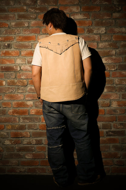 "NATIVE TOKYO STYLE" LEATHER VEST NORMAL MODEL GOD SUNS×ATSU LEATHER WORKS(BEIGE)