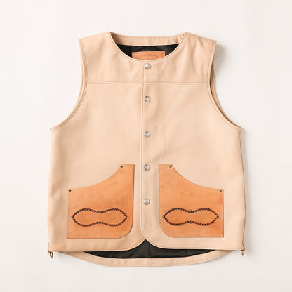"NATIVE TOKYO STYLE" LEATHER VEST NORMAL MODEL GOD SUNS×ATSU LEATHER WORKS(BEIGE)