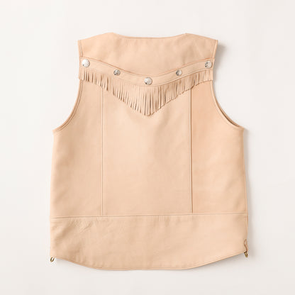 "NATIVE TOKYO STYLE" LEATHER VEST NORMAL MODEL GOD SUNS×ATSU LEATHER WORKS(BEIGE)