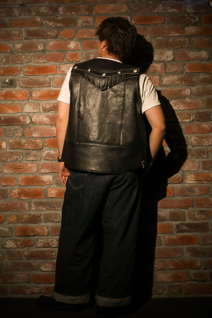"NATIVE TOKYO STYLE" LEATHER VEST NORMAL MODEL GOD SUNS×ATSU LEATHER WORKS(BLACK)