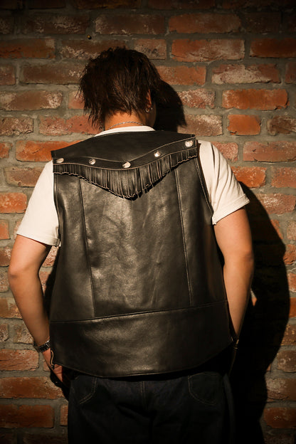 "NATIVE TOKYO STYLE" LEATHER VEST NORMAL MODEL GOD SUNS×ATSU LEATHER WORKS(BLACK)