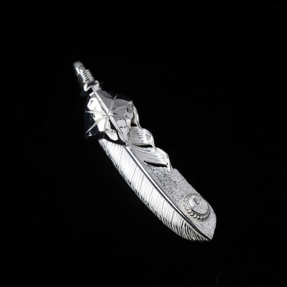 PT矢尻フェザーLLプラチナ縄"ラボグラウンダイヤモンド"(右向き)ダイヤモンド-ダスト加工