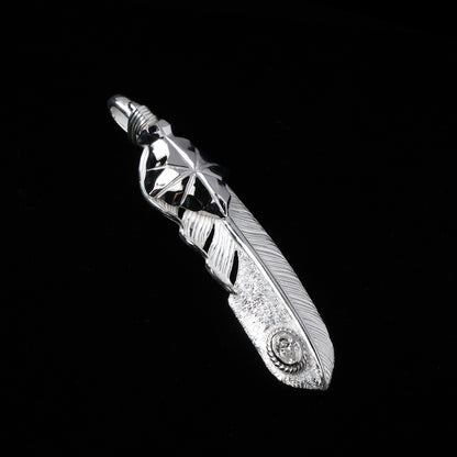 PT矢尻フェザーLLプラチナ縄"ラボグラウンダイヤモンド"(左向き)ダイヤモンド-ダスト加工