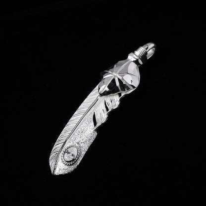 PT矢尻フェザーLLプラチナ縄"ラボグラウンダイヤモンド"(右向き)ダイヤモンド-ダスト加工