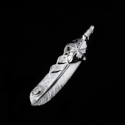 PT矢尻フェザーLLプラチナ縄"ラボグラウンダイヤモンド"(左向き)ダイヤモンド-ダスト加工