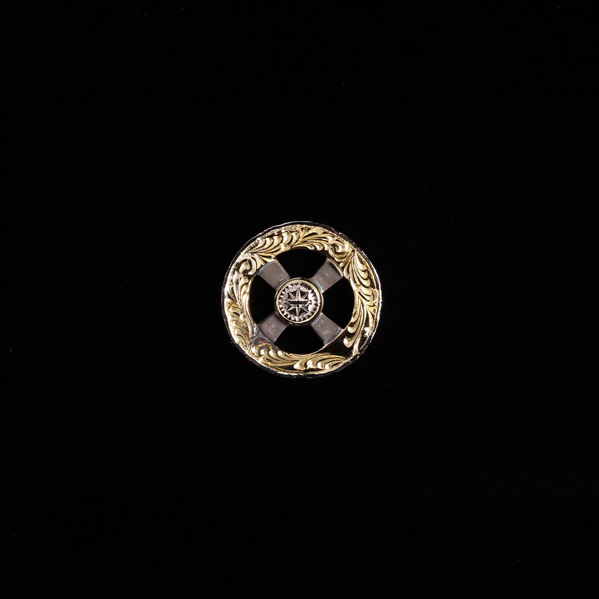 特大白頭鷲ホイール  K18サークル×SVクロス×PTプレート SPメタル付き (PTメタル×K18印台)"唐草彫りTYPE"