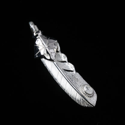 特大PT矢尻フェザープラチナ縄"ラボグラウンダイヤモンド"(右向き)ダイヤモンド-ダスト加工