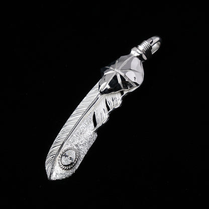 特大PT矢尻フェザープラチナ縄"ラボグラウンダイヤモンド"(右向き)ダイヤモンド-ダスト加工