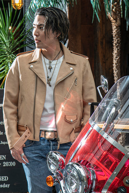 "NATIVE TOKYO STYLE" W RIDERS JKT SP MODEL GOD SUNS×ATSU LEATHER WORKS(BEIGE)