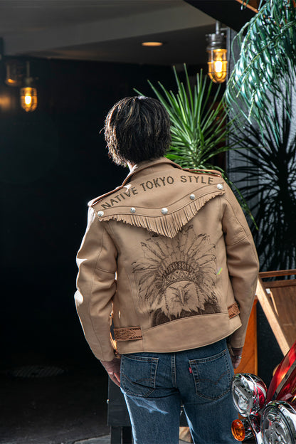 "NATIVE TOKYO STYLE" W RIDERS JKT SP MODEL GOD SUNS×ATSU LEATHER WORKS(BEIGE)