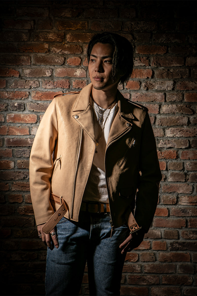 "NATIVE TOKYO STYLE" W RIDERS JKT SP MODEL GOD SUNS×ATSU LEATHER WORKS(BEIGE)