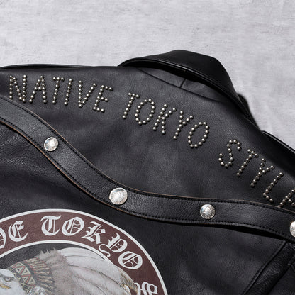 "NATIVE TOKYO STYLE" W RIDERS JKT SP MODEL GOD SUNS×ATSU LEATHER WORKS(BLACK)