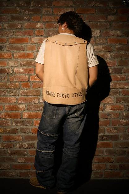"NATIVE TOKYO STYLE" LEATHER VEST SP MODEL GOD SUNS×ATSU LEATHER WORKS(BEIGE)