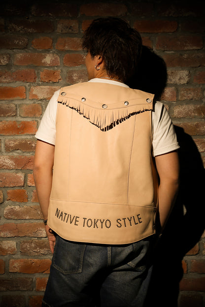 "NATIVE TOKYO STYLE" LEATHER VEST SP MODEL GOD SUNS×ATSU LEATHER WORKS(BEIGE)