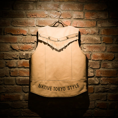 "NATIVE TOKYO STYLE" LEATHER VEST SP MODEL GOD SUNS×ATSU LEATHER WORKS(BEIGE)