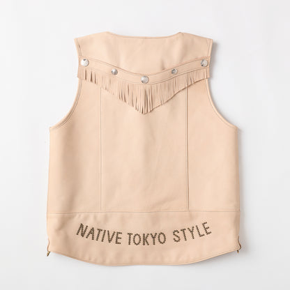 "NATIVE TOKYO STYLE" LEATHER VEST SP MODEL GOD SUNS×ATSU LEATHER WORKS(BEIGE)