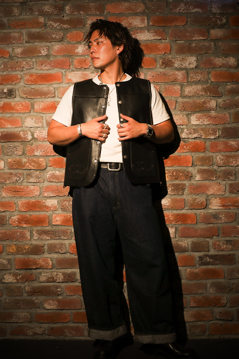 "NATIVE TOKYO STYLE" LEATHER VEST SP MODEL GOD SUNS×ATSU LEATHER WORKS(BLACK)