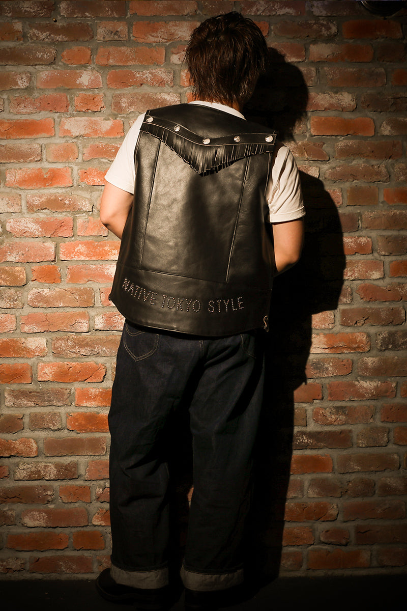 "NATIVE TOKYO STYLE" LEATHER VEST SP MODEL GOD SUNS×ATSU LEATHER WORKS(BLACK)