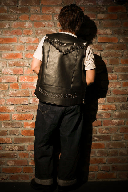 "NATIVE TOKYO STYLE" LEATHER VEST SP MODEL GOD SUNS×ATSU LEATHER WORKS(BLACK)