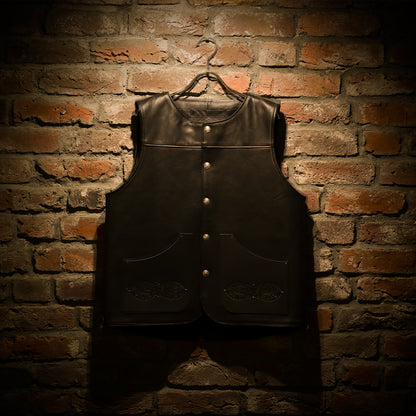 "NATIVE TOKYO STYLE" LEATHER VEST SP MODEL GOD SUNS×ATSU LEATHER WORKS(BLACK)