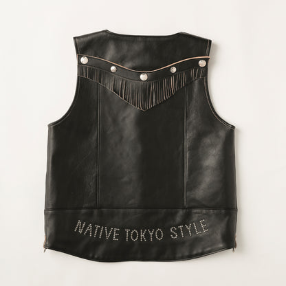 "NATIVE TOKYO STYLE" LEATHER VEST SP MODEL GOD SUNS×ATSU LEATHER WORKS(BLACK)