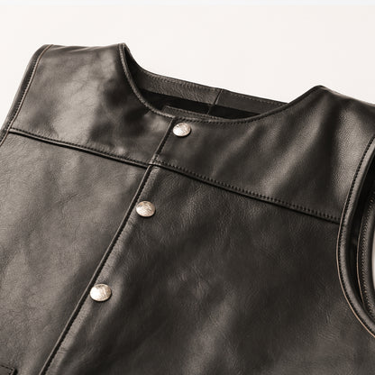 "NATIVE TOKYO STYLE" LEATHER VEST NORMAL MODEL GOD SUNS×ATSU LEATHER WORKS(BLACK)