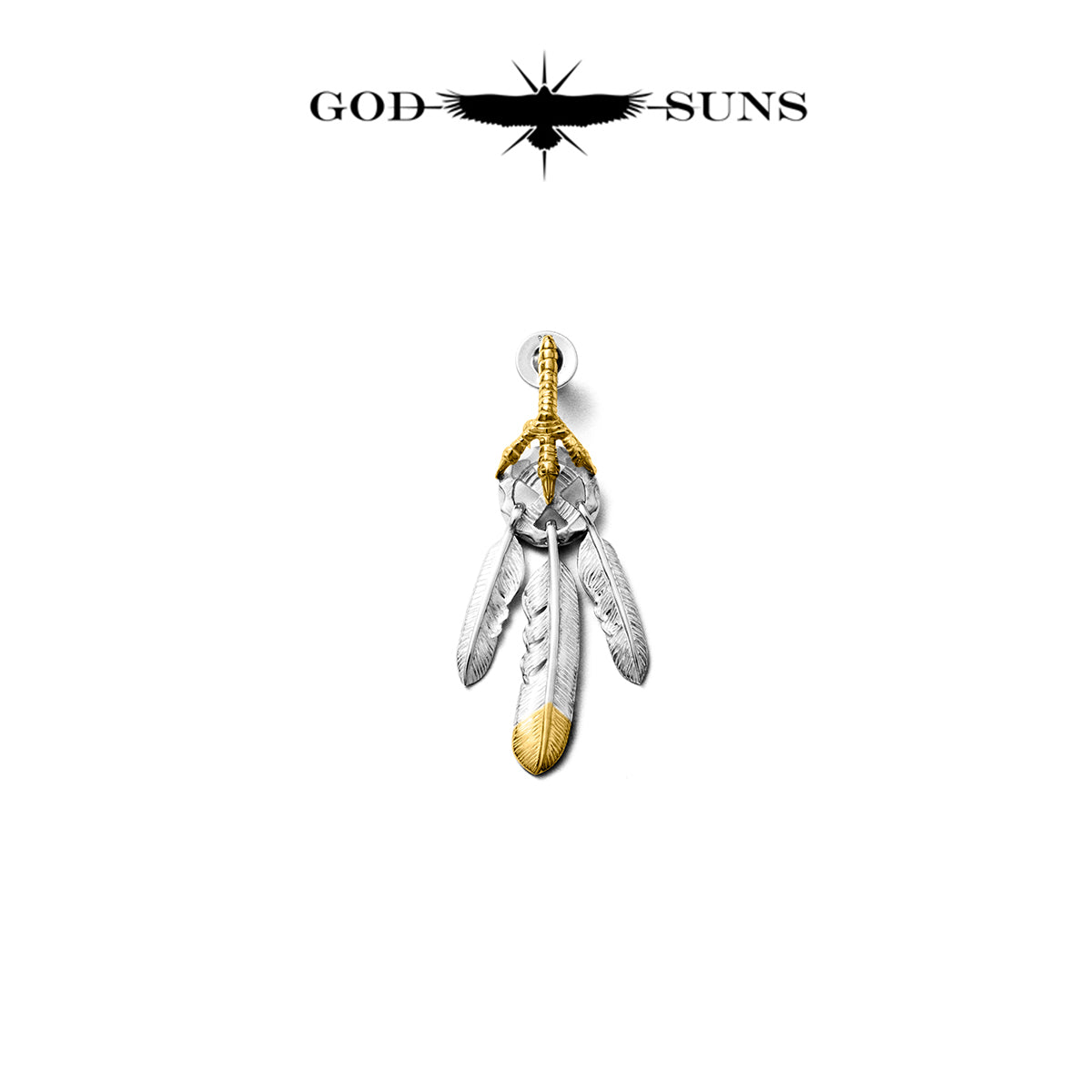 SP Custom Claw Wheel 3-Point Hanging Feather Earrings SP MODEL (Left) Small SV x K18 TYPE